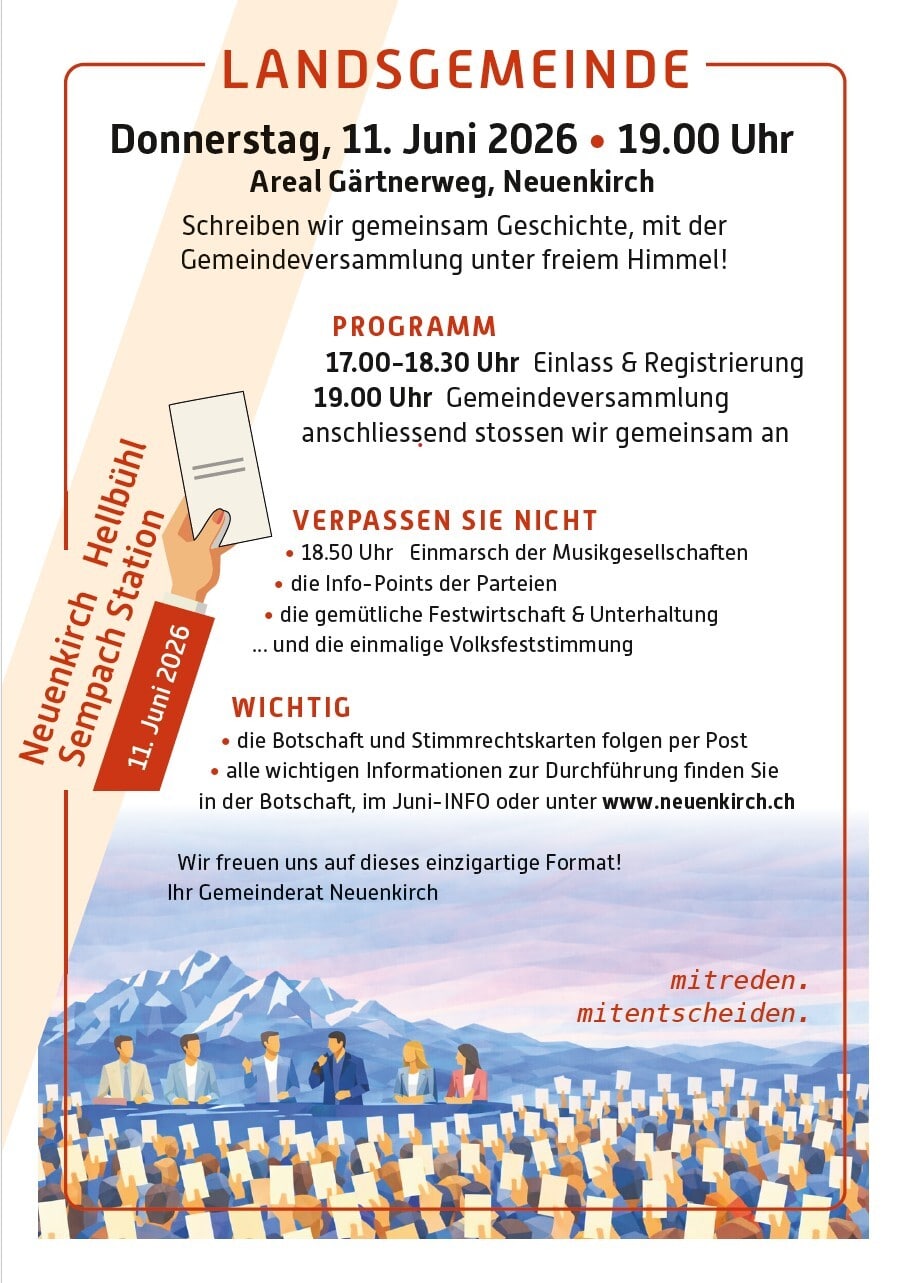 Flyer Gemeindeversammlung (Landsgemeinde) vom 11. Juni 2026