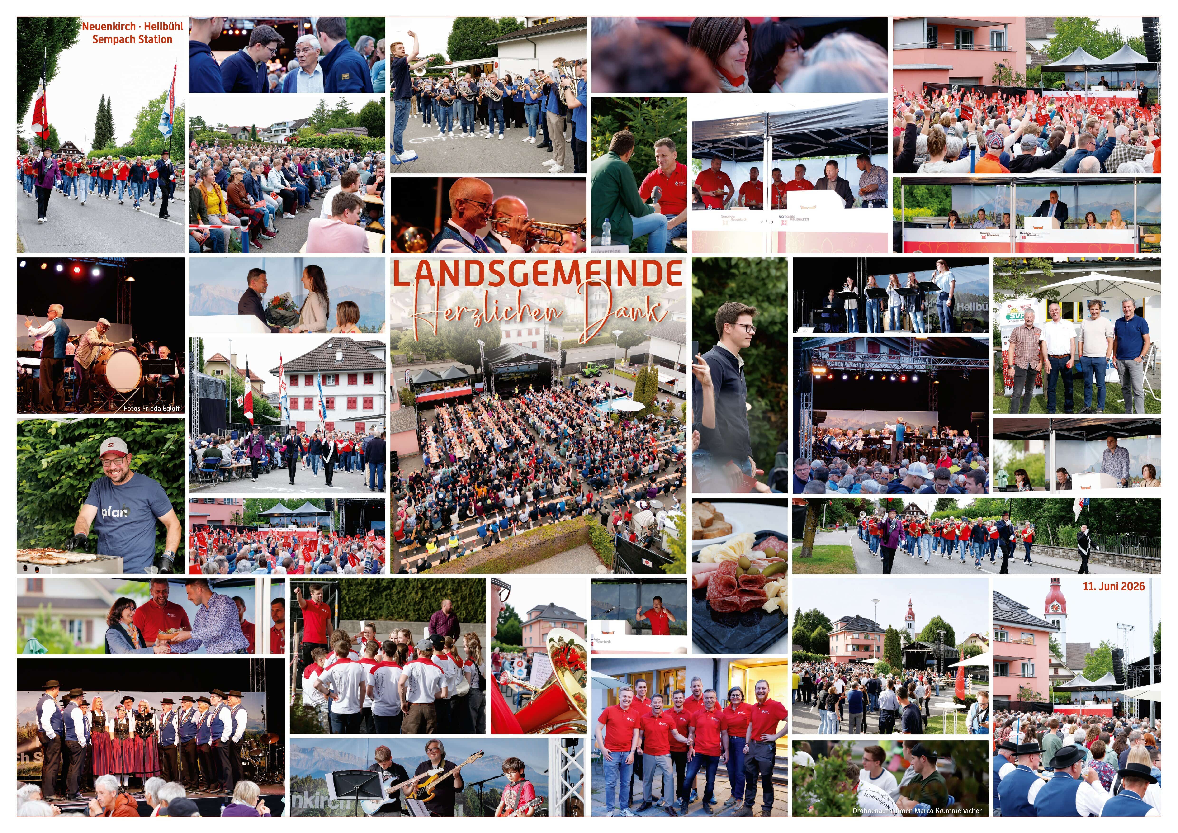 Fotocollage Gemeindeversammlung (Landsgemeinde) vom 11. Juni 2026